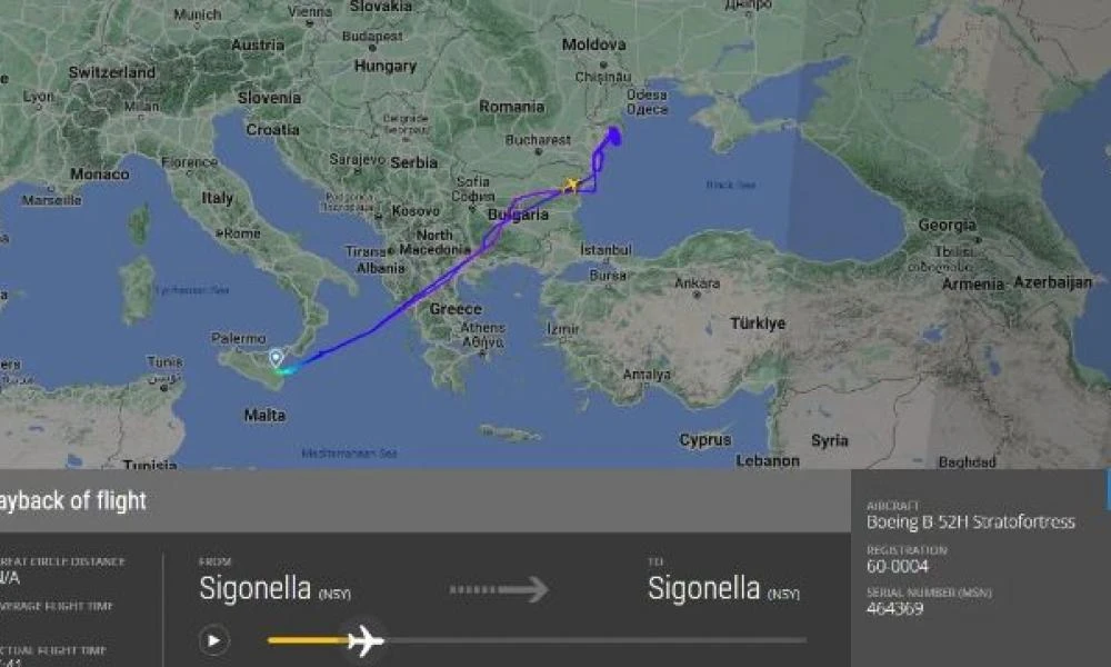Στρατηγικό βομβαρδιστικό αεροσκάφος B-52H των ΗΠΑ πέταξε εντός ΕΕΧ της Ελλάδας με κατεύθυνση την Οδησσό